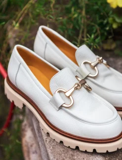 Mocassini tacco 2cm pelle bianco