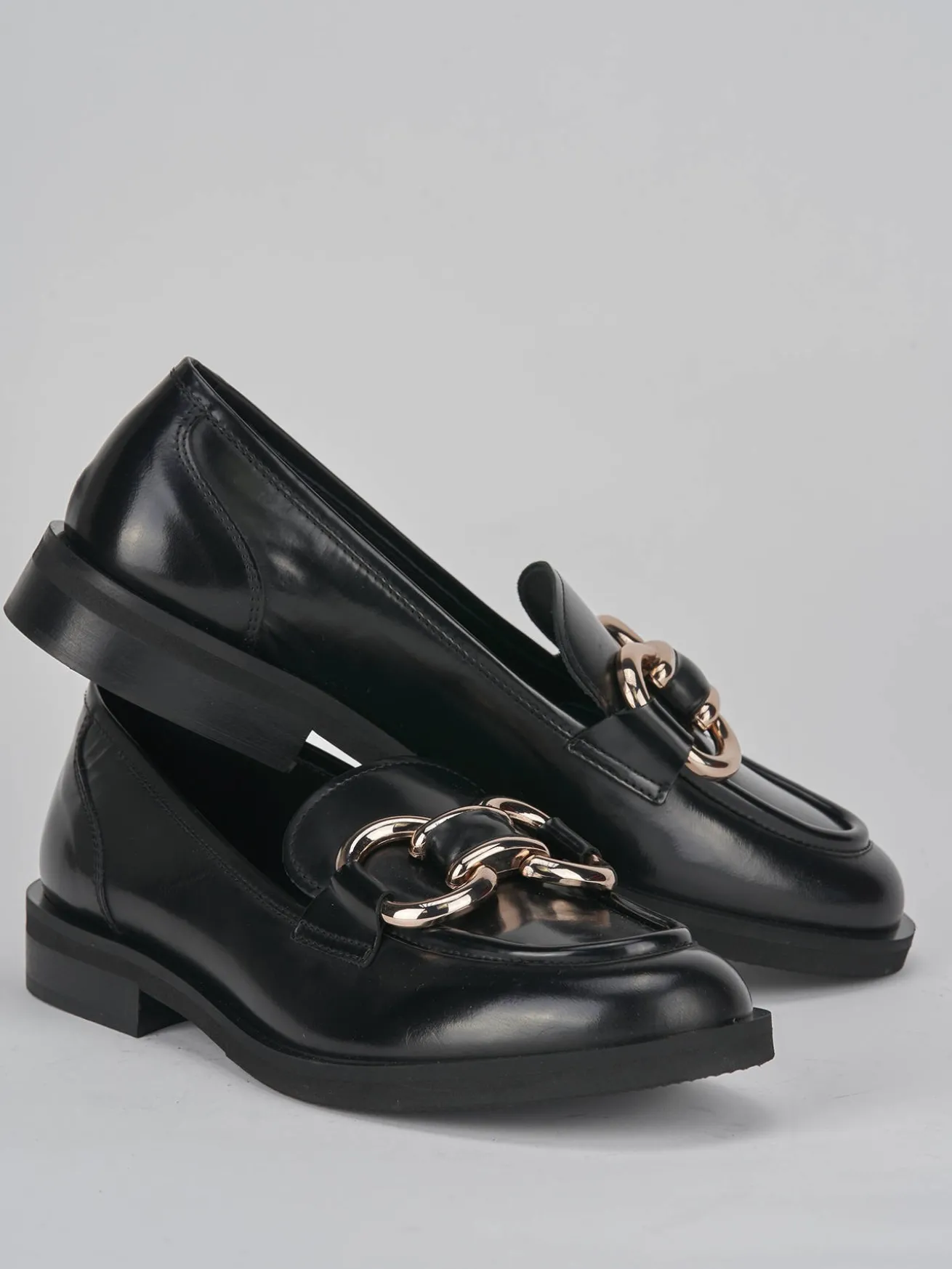 Mocassini tacco 2cm pelle nero