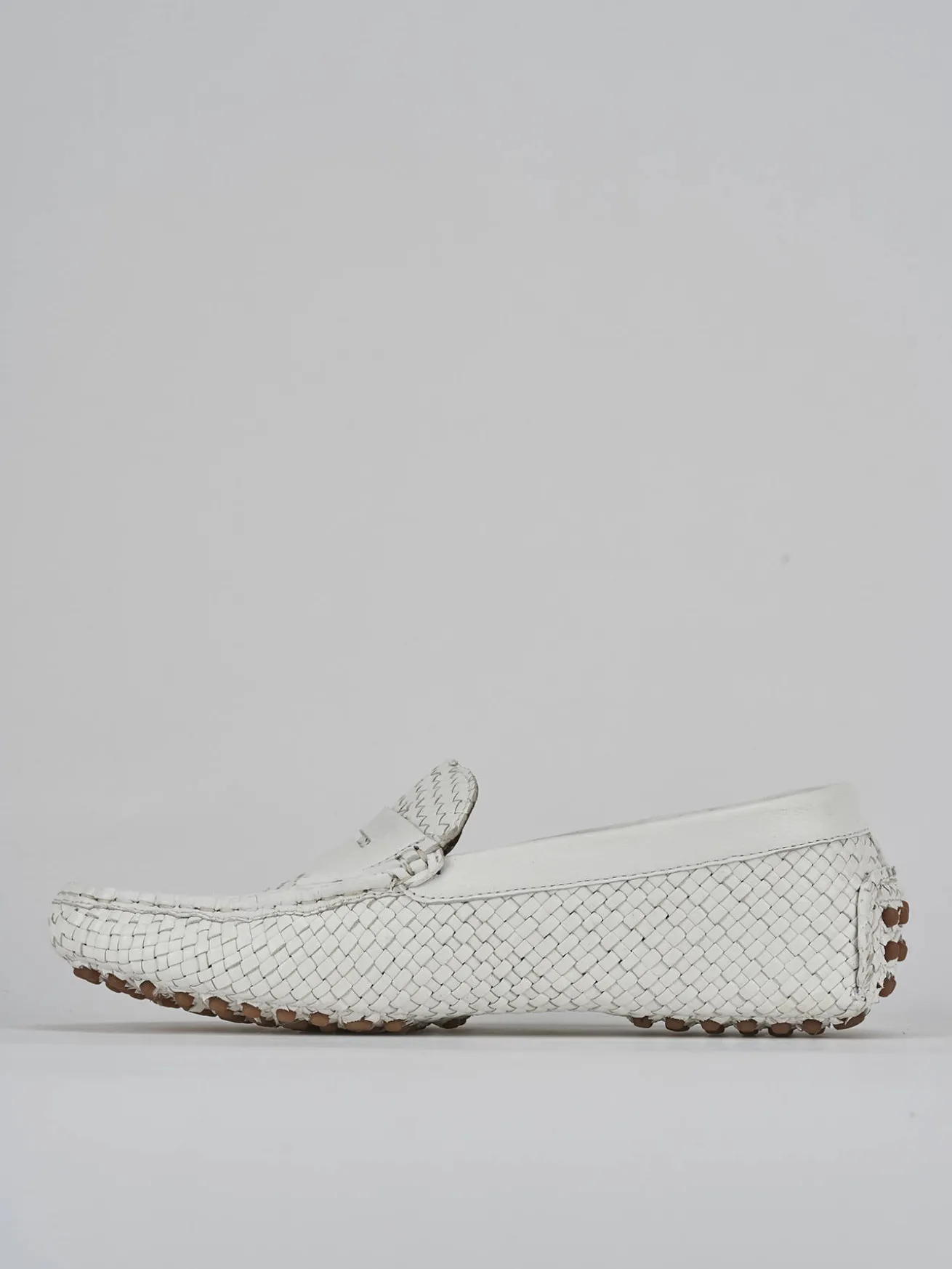 Mocassini tacco 1cm pelle bianco