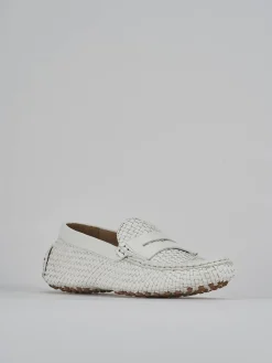 Mocassini tacco 1cm pelle bianco