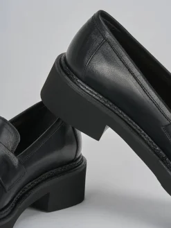 Mocassini tacco 3cm pelle nero