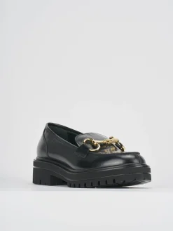 Mocassini tacco 2cm pelle nero