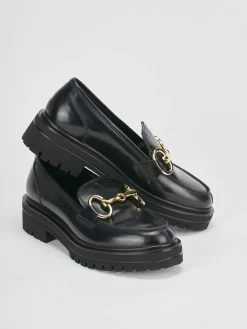 Mocassini tacco 2cm pelle nero