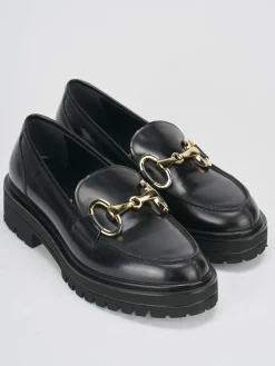 Mocassini tacco 2cm pelle nero