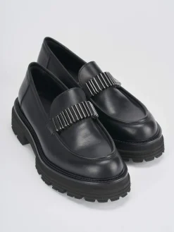 Mocassini tacco 2cm pelle nero