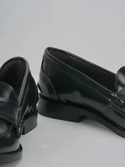 Mocassini tacco 2cm pelle verde