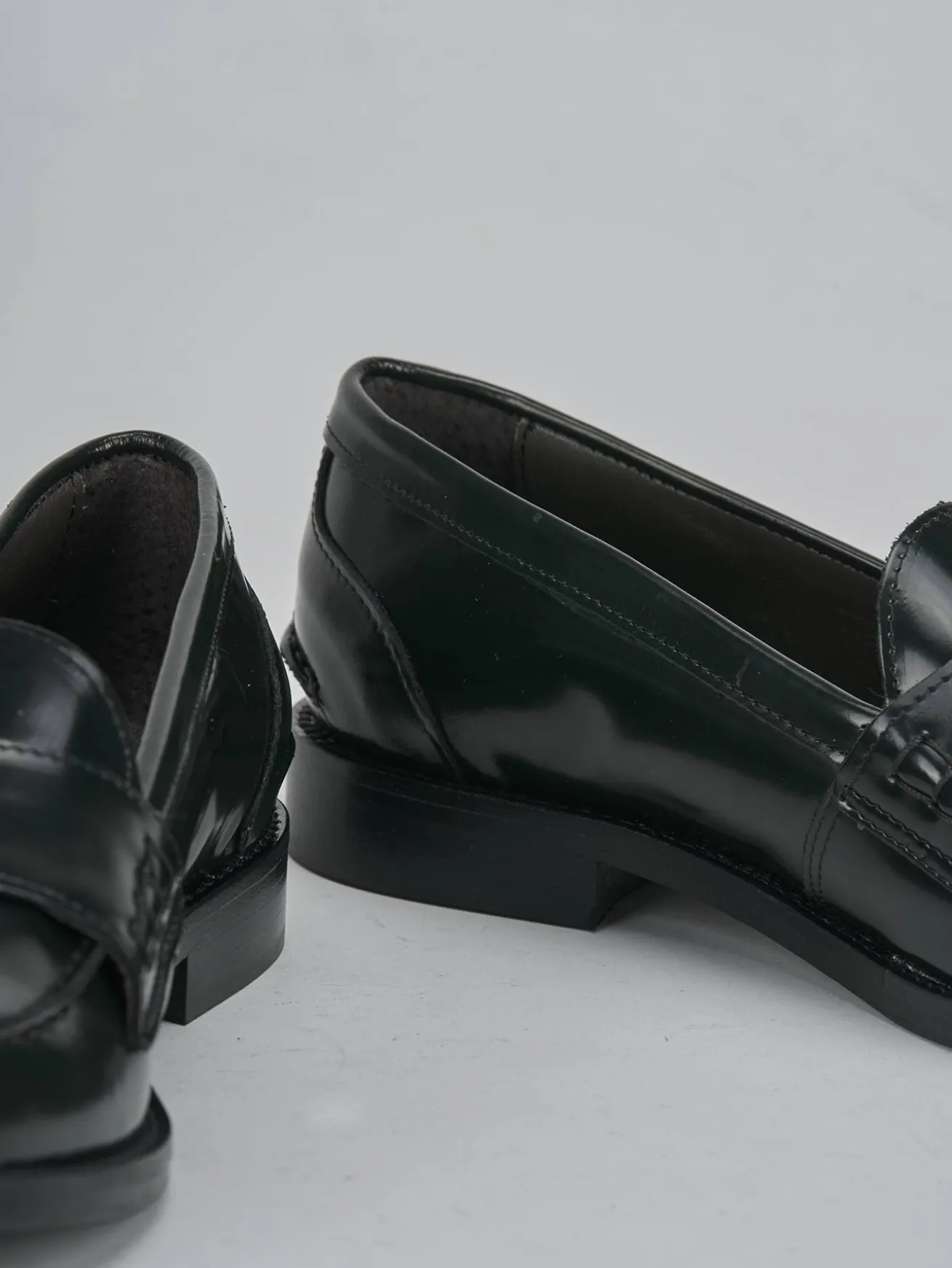 Mocassini tacco 2cm pelle verde