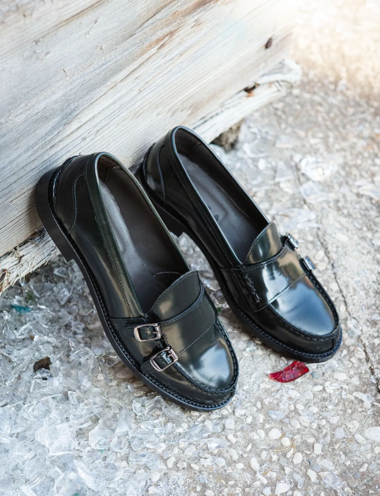 Mocassini tacco 2cm pelle verde