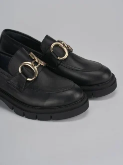 Mocassini tacco 2cm pelle nero