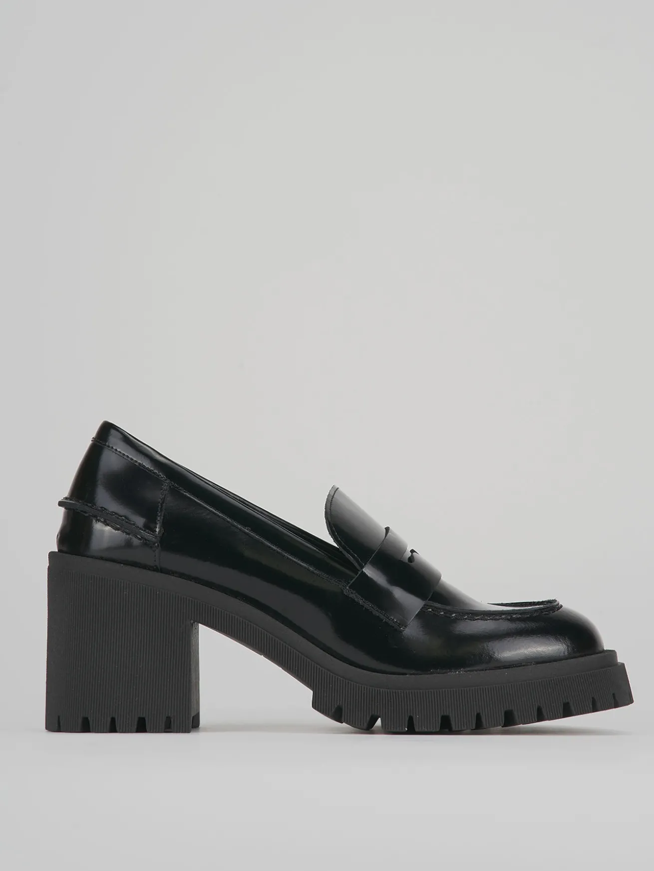 Mocassini tacco 6cm pelle nero