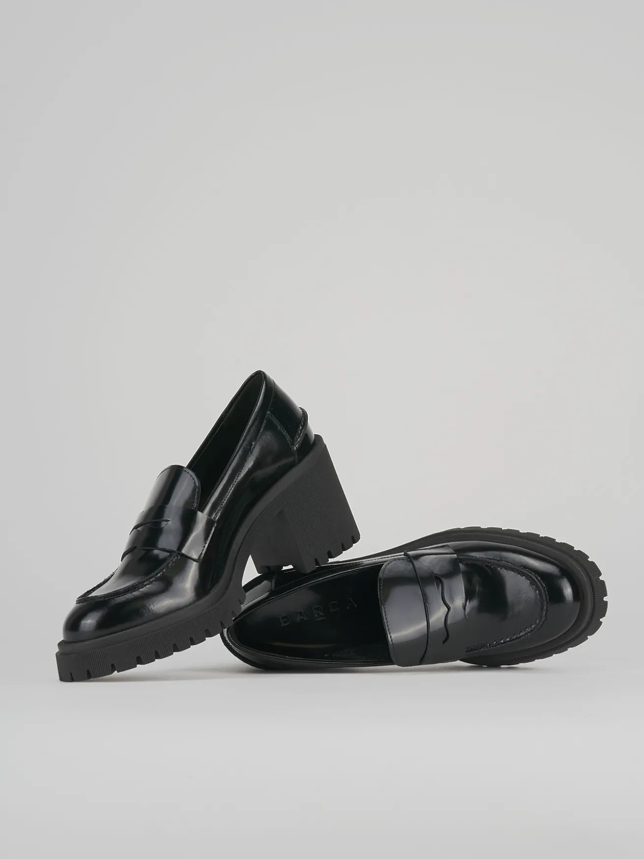 Mocassini tacco 6cm pelle nero