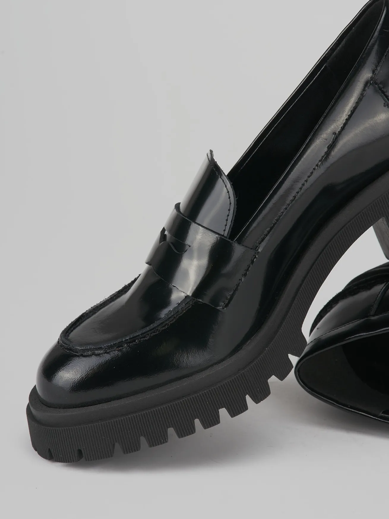 Mocassini tacco 6cm pelle nero