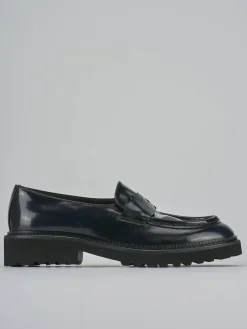 Mocassini tacco 2cm pelle blu