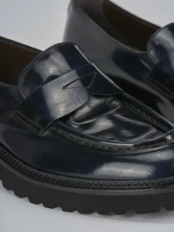 Mocassini tacco 2cm pelle blu