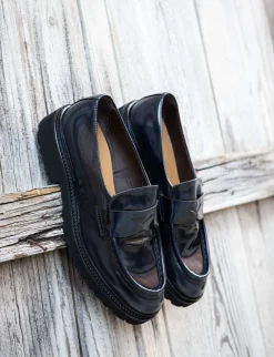 Mocassini tacco 2cm pelle blu