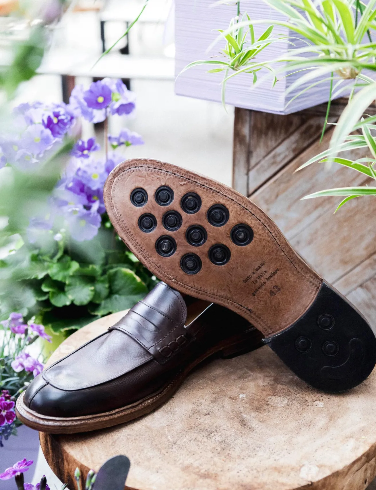 Mocassini tacco 1cm pelle testa