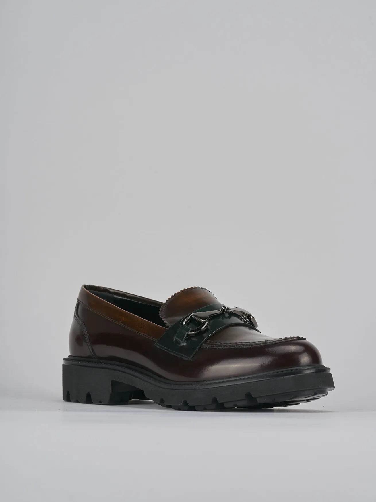 Mocassini tacco 2cm pelle testa