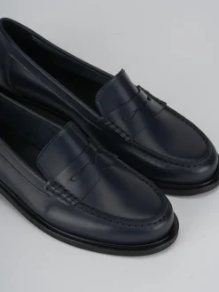 Mocassini tacco 2cm pelle blu