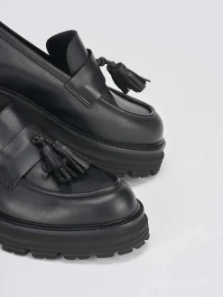 Mocassini tacco 2cm pelle nero