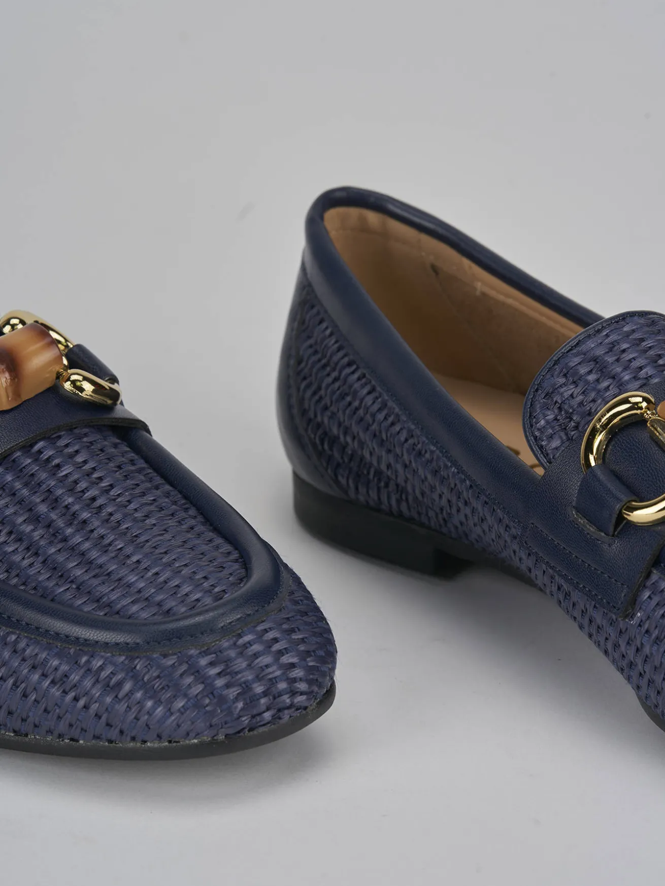 Mocassini tacco 1cm pelle blu