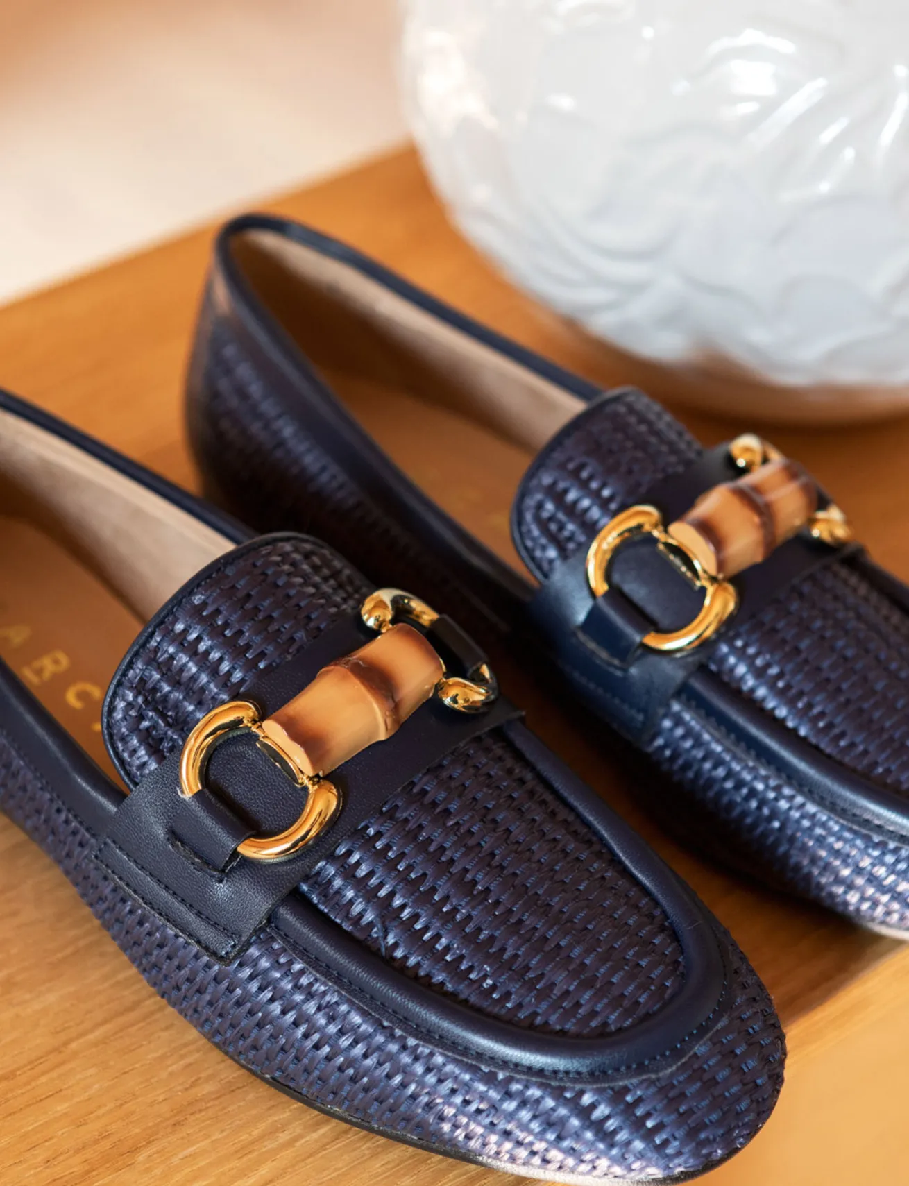 Mocassini tacco 1cm pelle blu