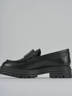 Mocassini tacco 2cm pelle nero