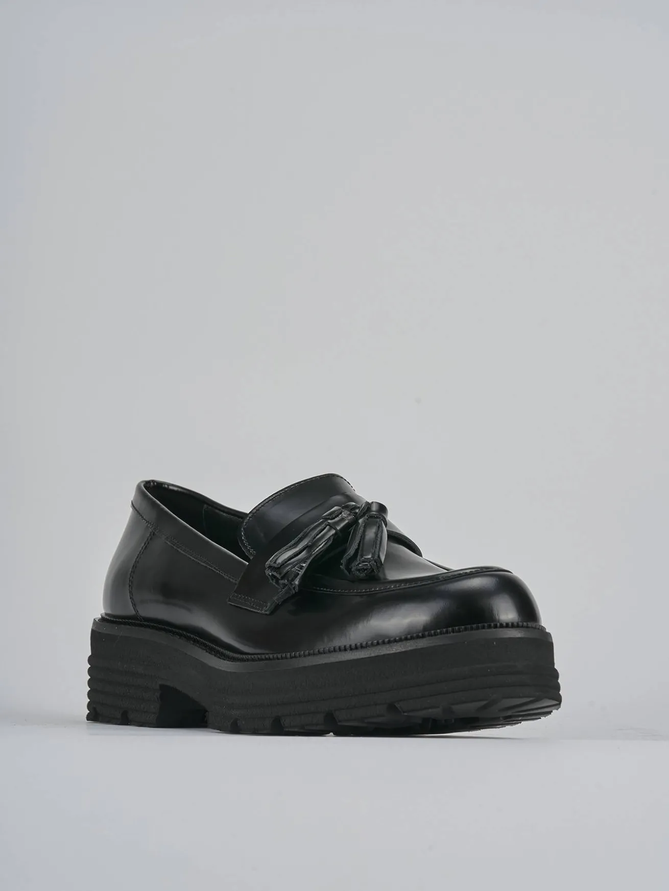 Mocassini tacco 2cm pelle nero