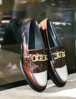 Mocassini tacco 1cm pelle testa