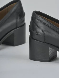 Mocassini tacco 5cm pelle nero