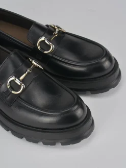 Mocassini tacco 3cm pelle nero