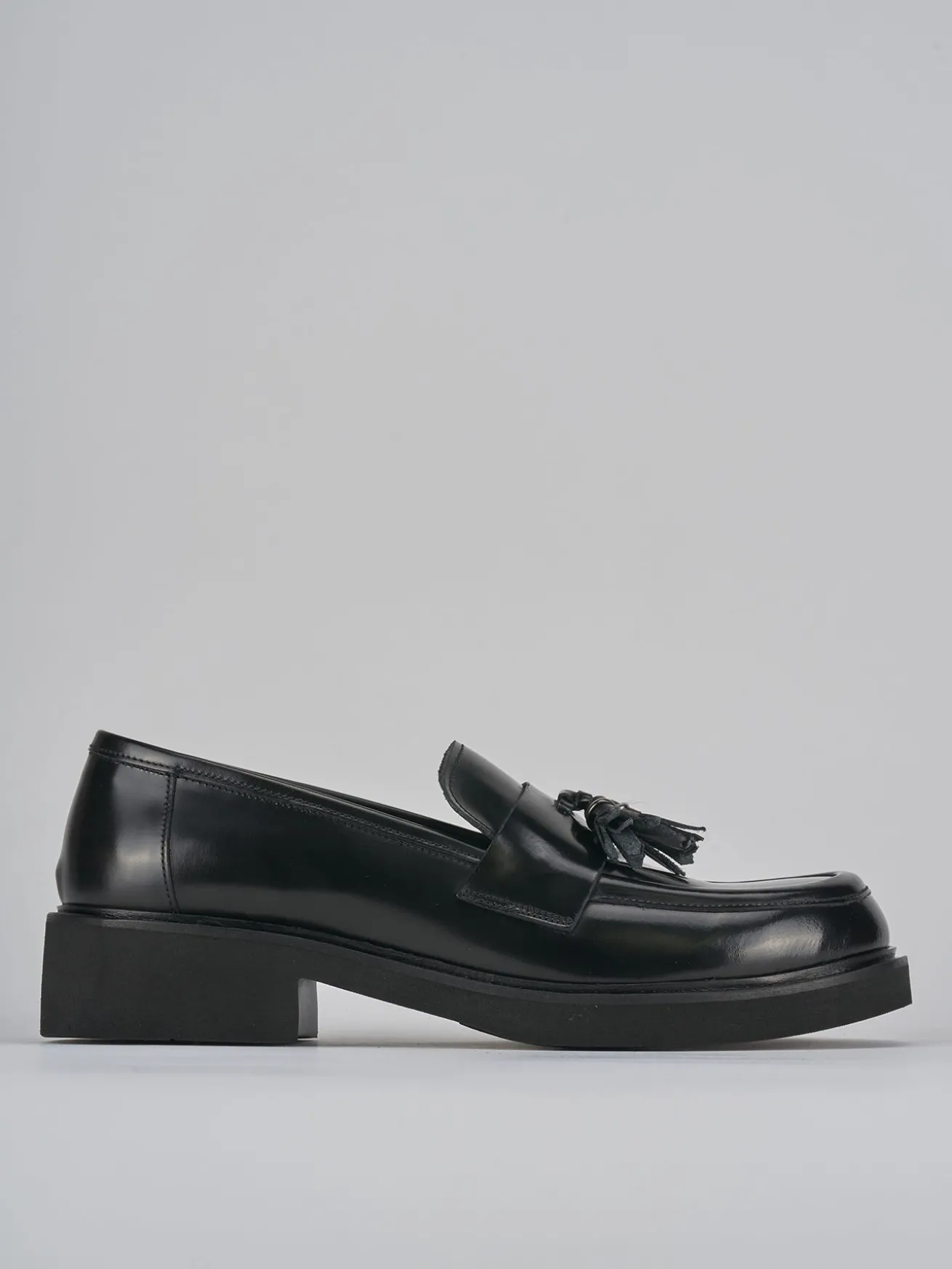 Mocassini tacco 3cm pelle nero