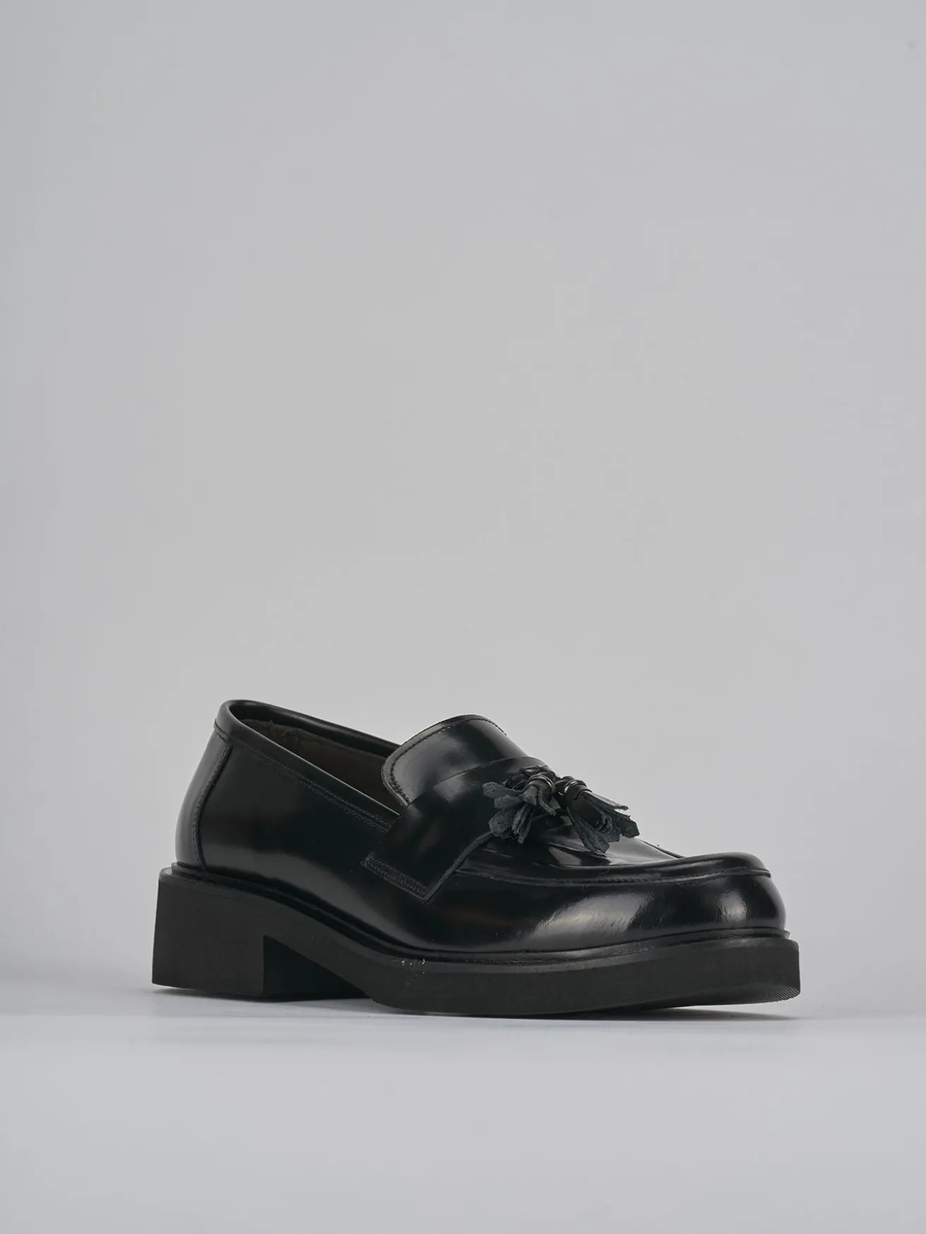 Mocassini tacco 3cm pelle nero