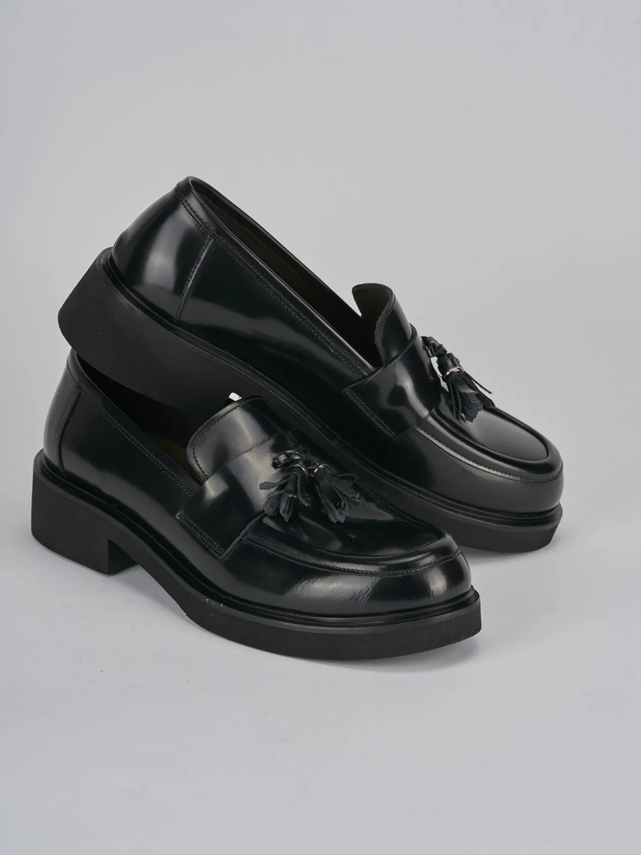 Mocassini tacco 3cm pelle nero