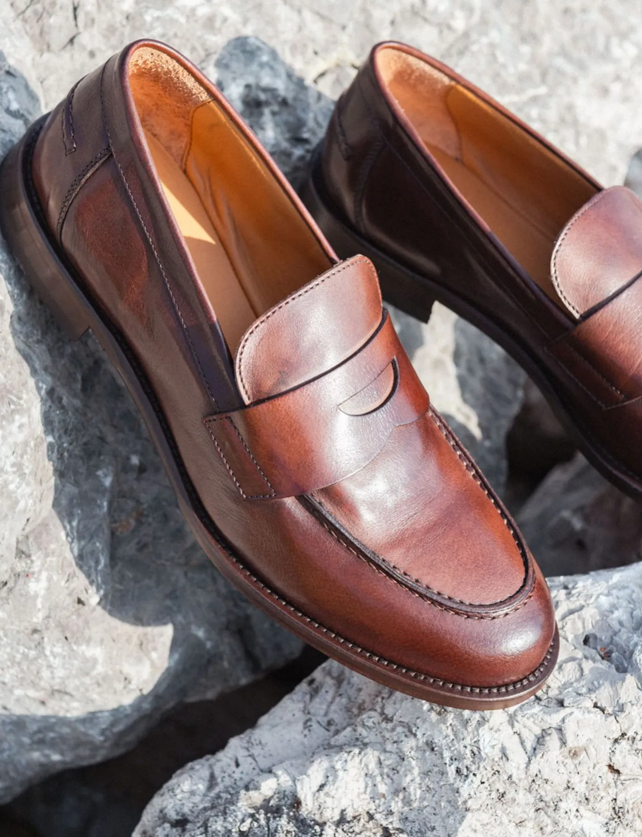 Mocassini tacco 1cm pelle testa