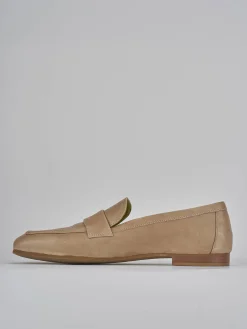 Mocassini tacco 1cm pelle beige