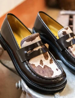 Mocassini tacco 3cm pelle testa