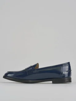 Mocassini tacco 1cm pelle blu