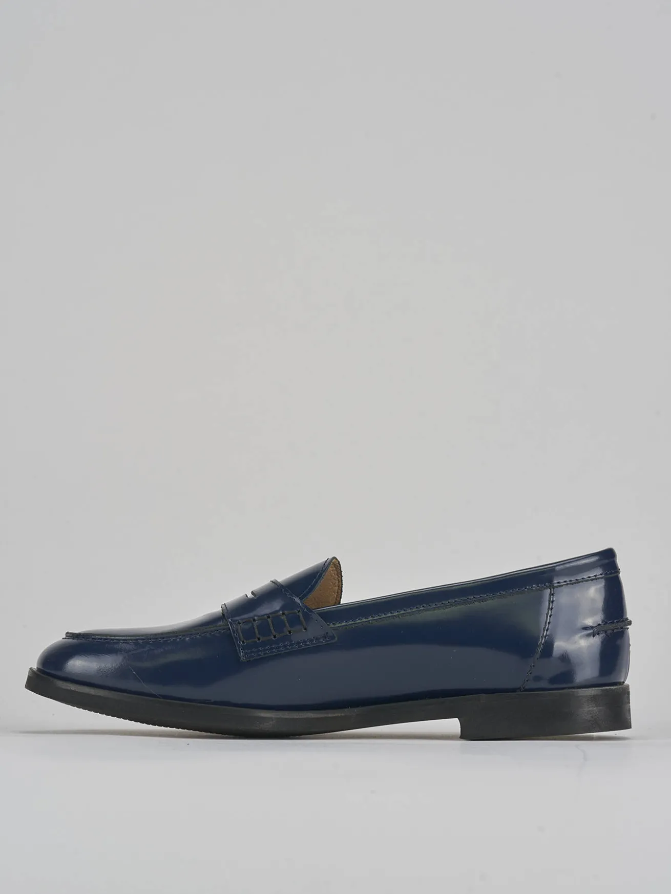 Mocassini tacco 1cm pelle blu