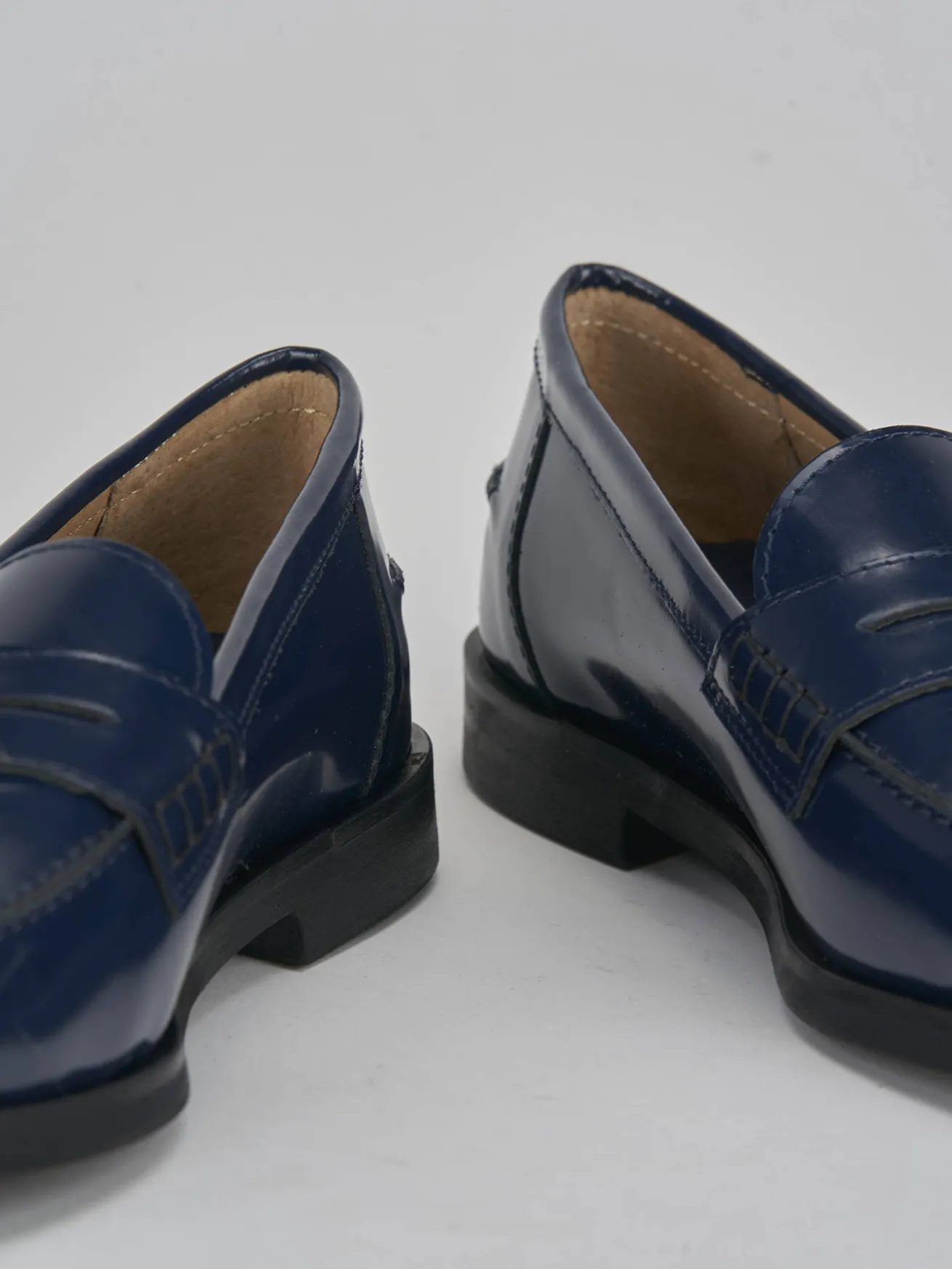 Mocassini tacco 1cm pelle blu