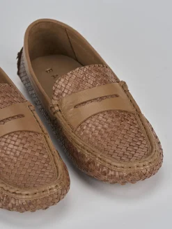 Mocassini tacco 1cm pelle marrone