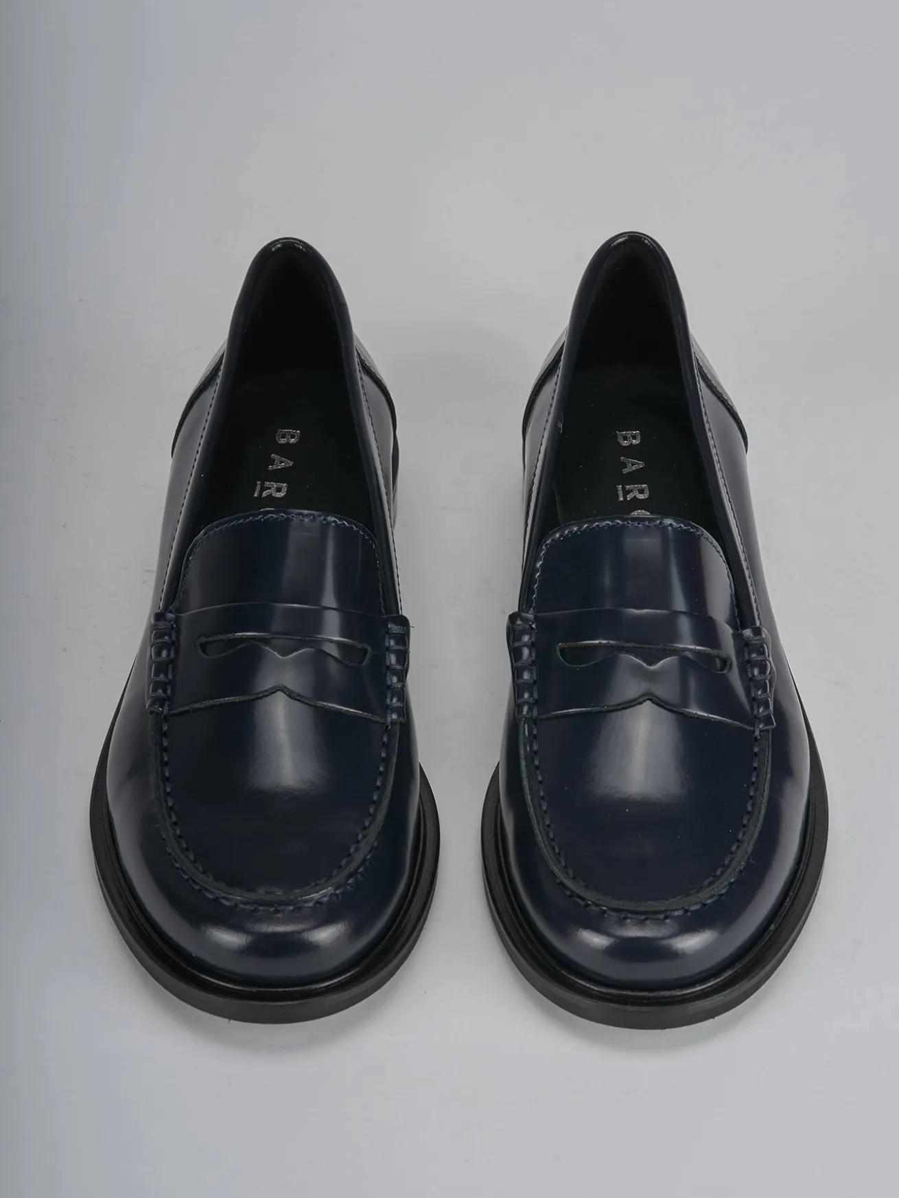 Mocassini tacco 1cm pelle blu