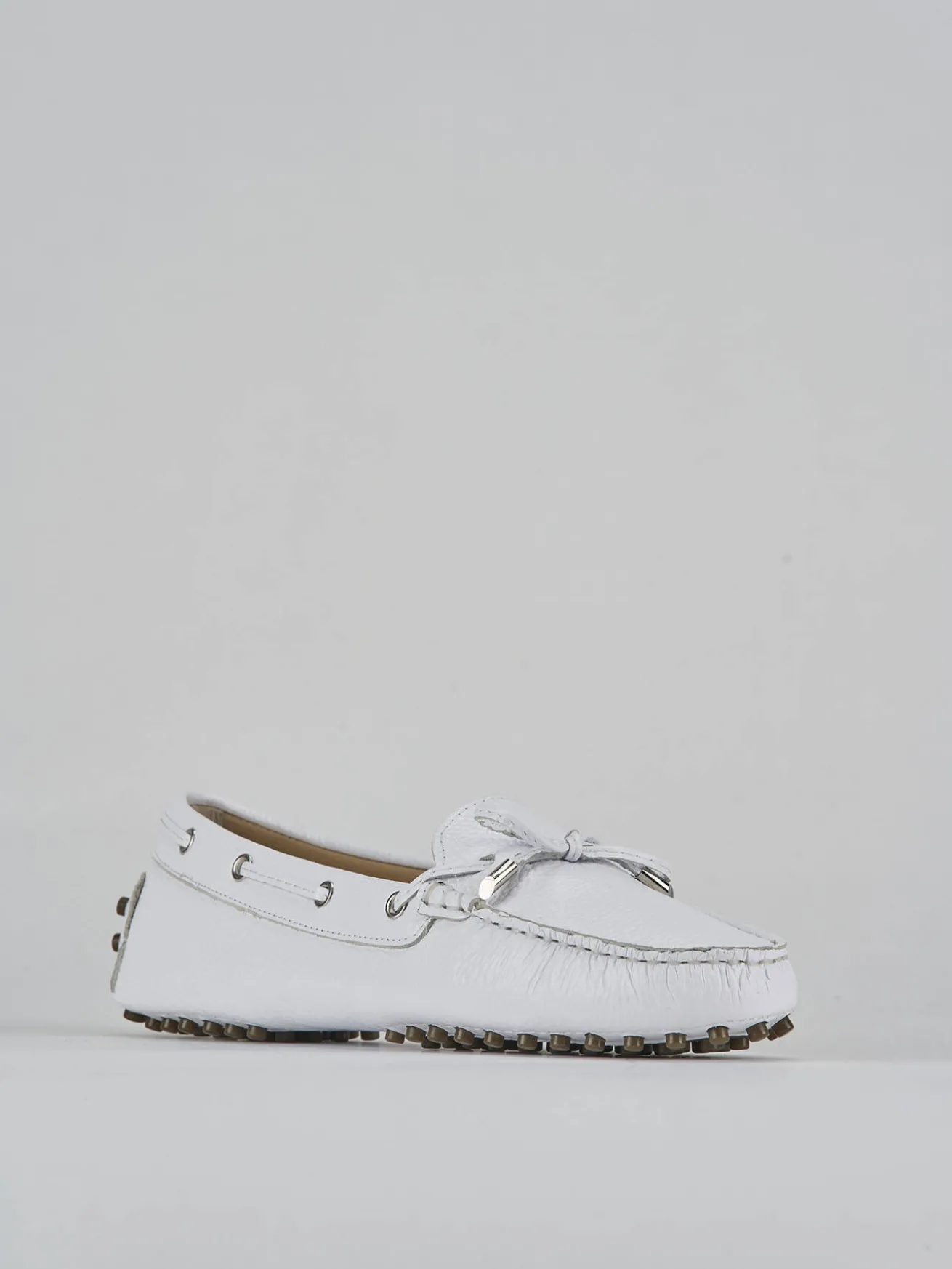 Mocassini tacco 1cm pelle bianco