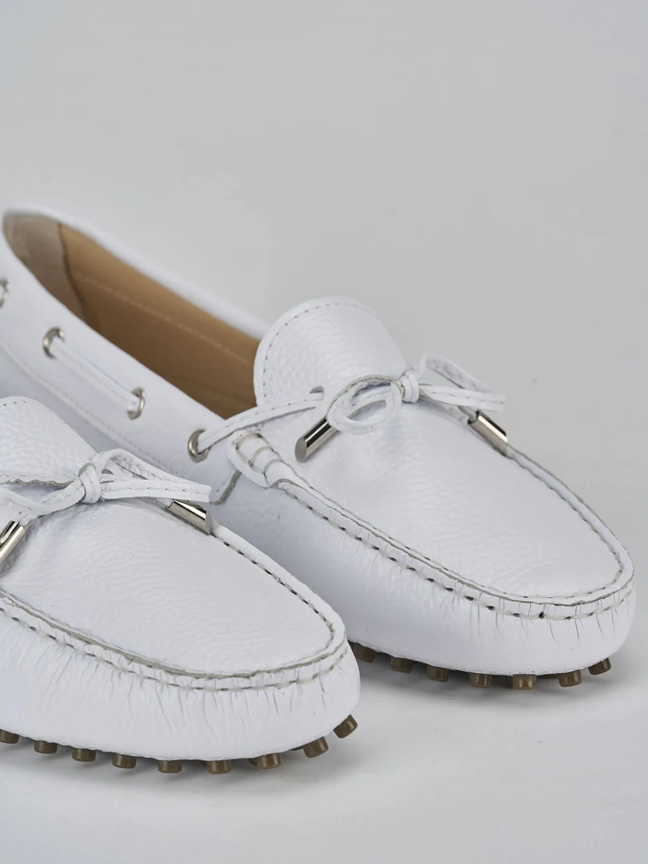 Mocassini tacco 1cm pelle bianco