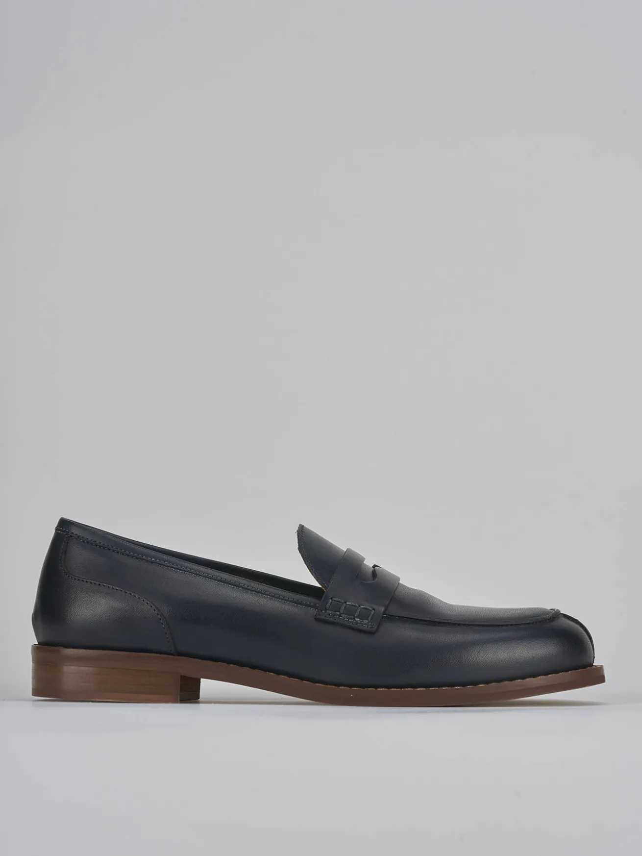 Mocassini tacco 1cm pelle blu