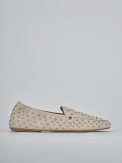 Mocassini tacco 1cm pelle beige