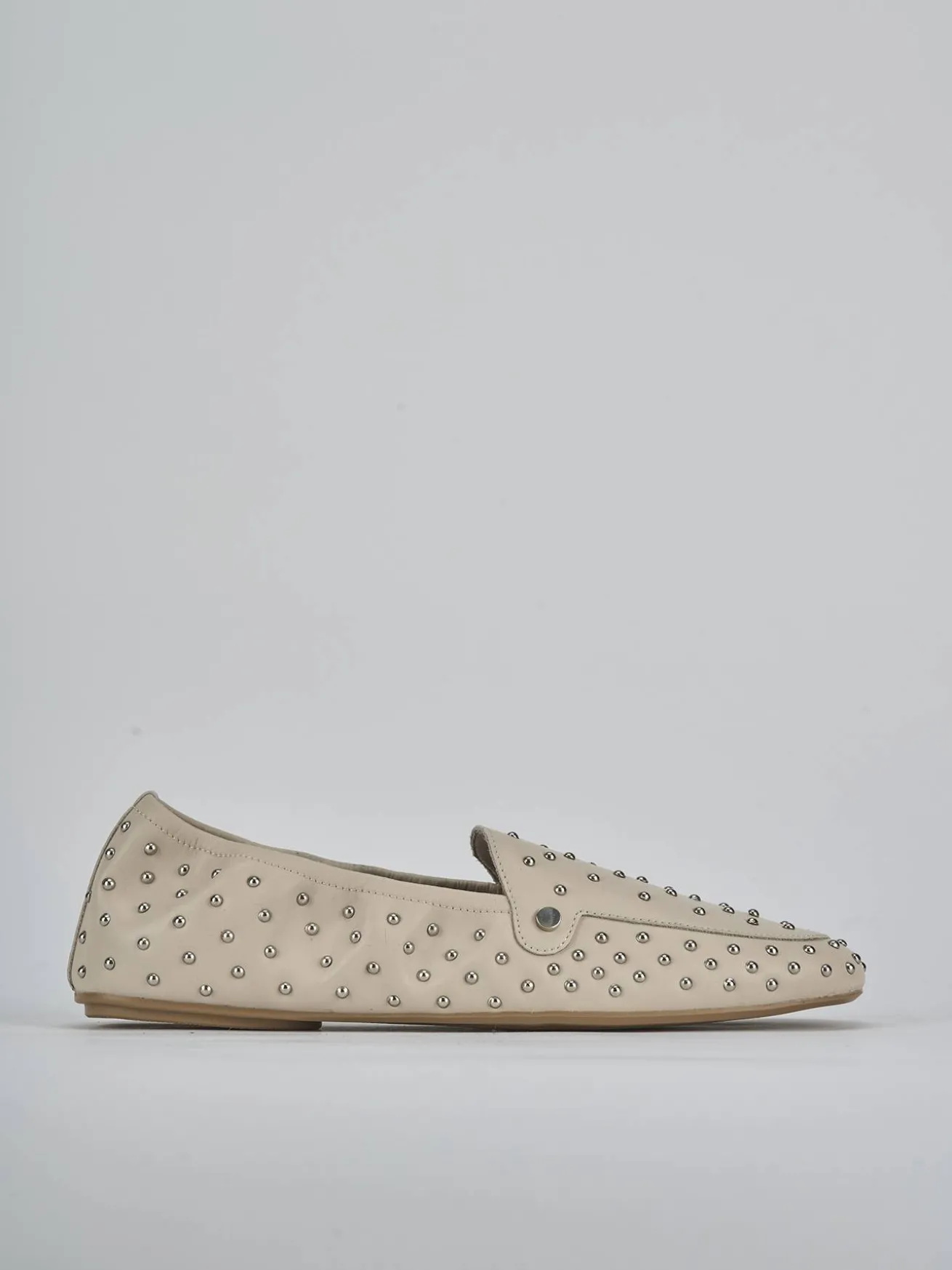 Mocassini tacco 1cm pelle beige