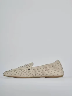 Mocassini tacco 1cm pelle beige