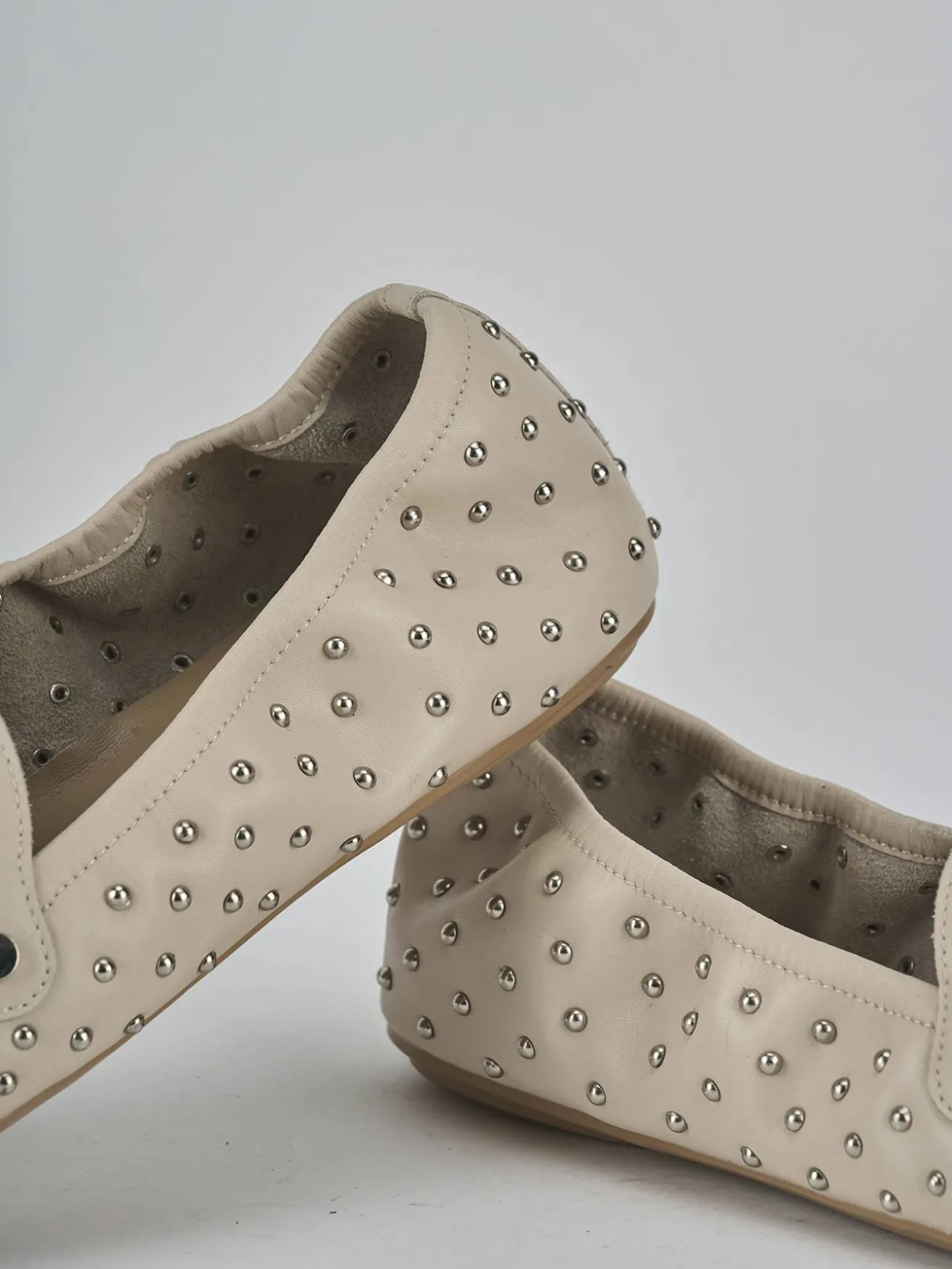 Mocassini tacco 1cm pelle beige