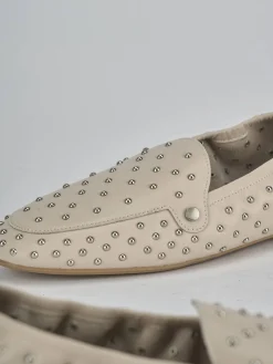 Mocassini tacco 1cm pelle beige