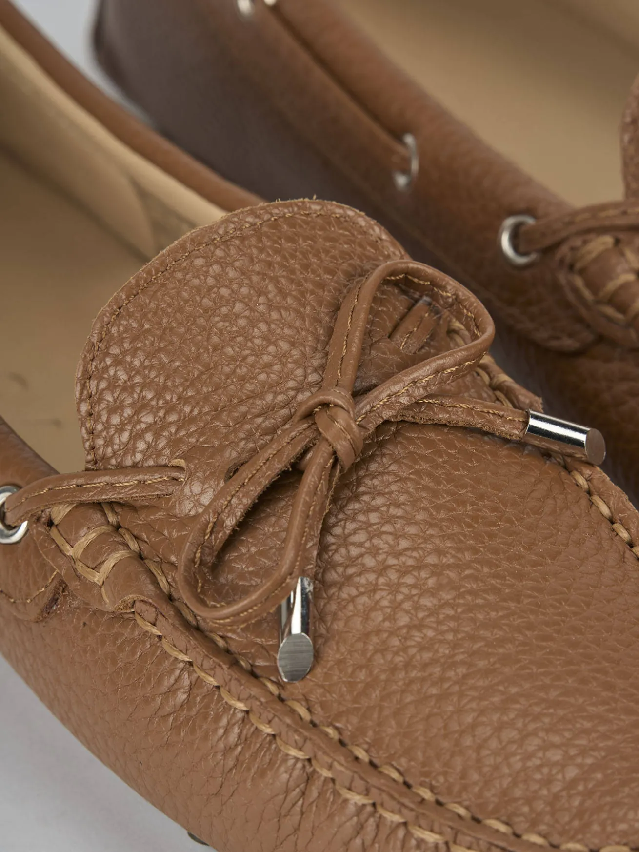 Mocassini tacco 1cm pelle marrone